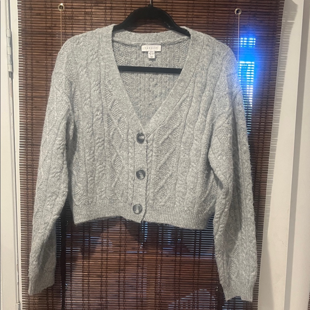 Topshop Heather Gray Button-Up Cardigan
